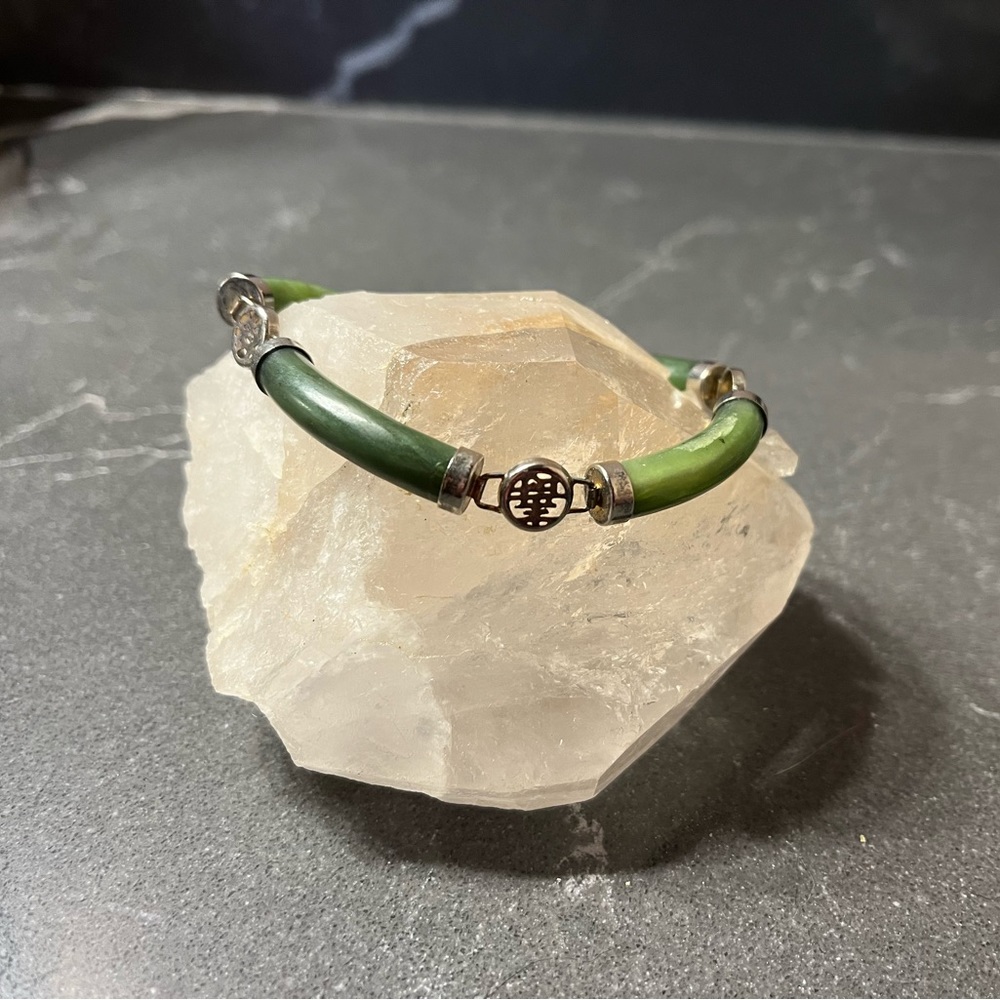 Jadeite silver plated bracelet